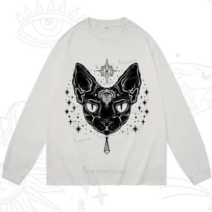 Purplehecate Three Eyed Sphynx Cat Long Sleeve T-Shirt