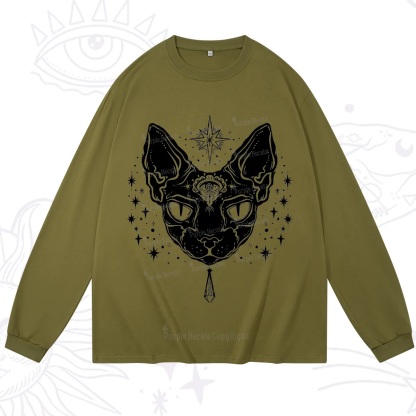 Purplehecate Three Eyed Sphynx Cat Long Sleeve T-Shirt