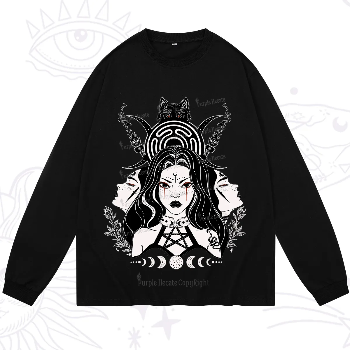 Purplehecate The Triple Moon Goddess Hecate Long Sleeve T-Shirt