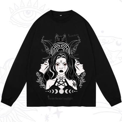 Purplehecate The Triple Moon Goddess Hecate Long Sleeve T-Shirt