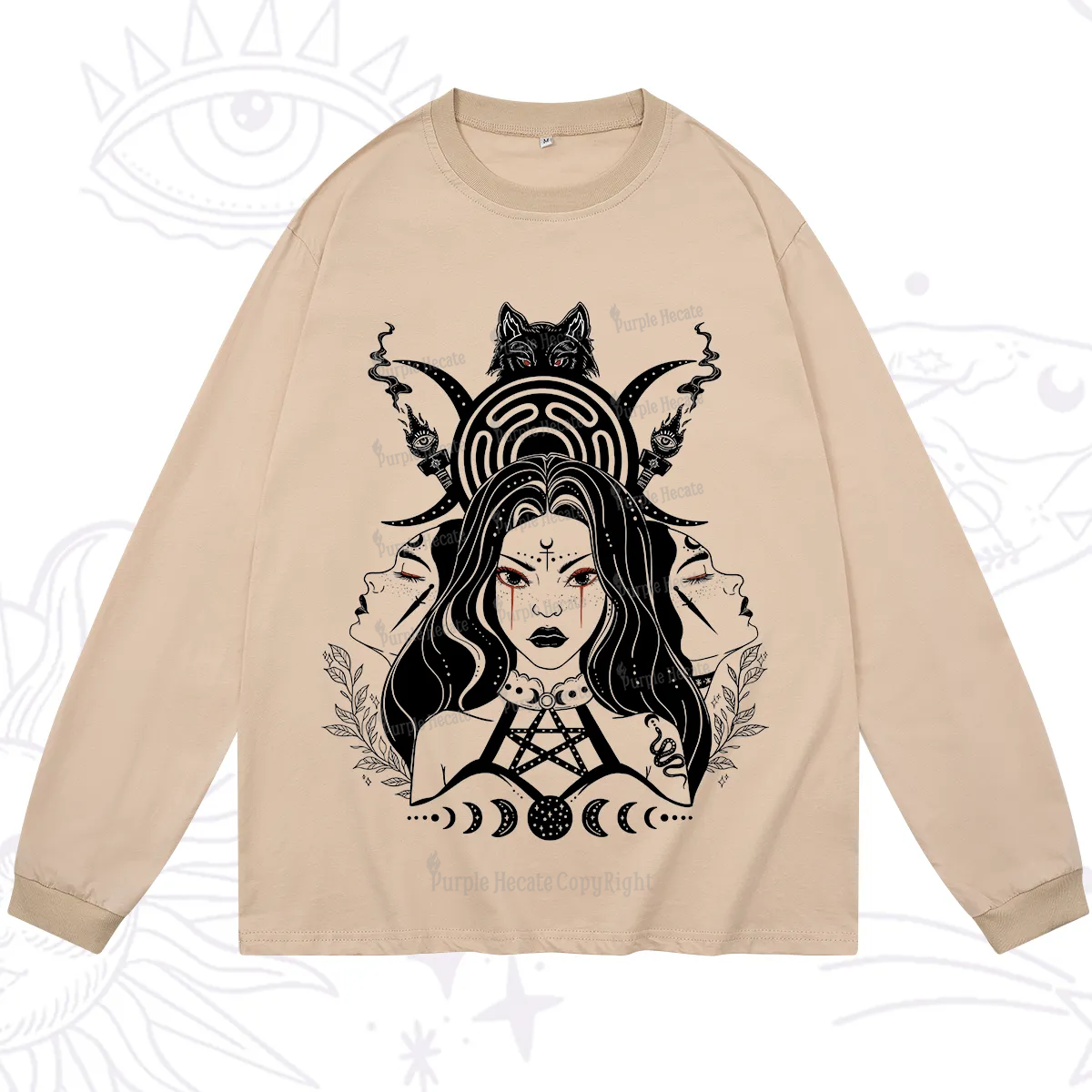 Purplehecate The Triple Moon Goddess Hecate Long Sleeve T-Shirt