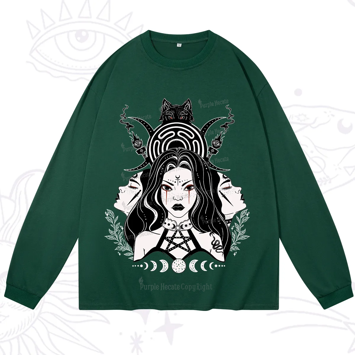 Purplehecate The Triple Moon Goddess Hecate Long Sleeve T-Shirt