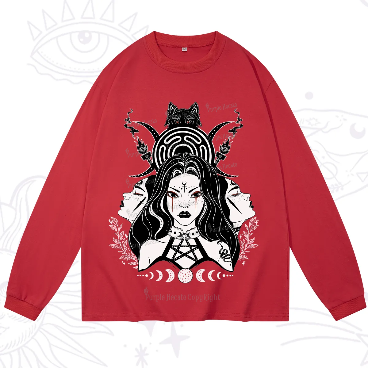 Purplehecate The Triple Moon Goddess Hecate Long Sleeve T-Shirt