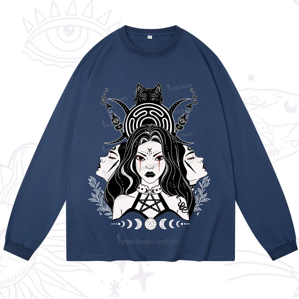 Purplehecate The Triple Moon Goddess Hecate Long Sleeve T-Shirt