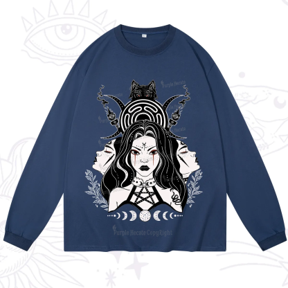 Purplehecate The Triple Moon Goddess Hecate Long Sleeve T-Shirt