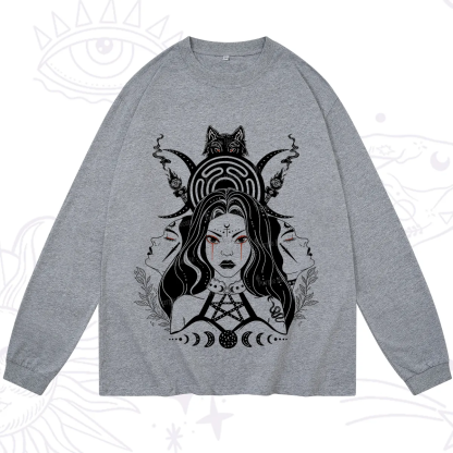 Purplehecate The Triple Moon Goddess Hecate Long Sleeve T-Shirt