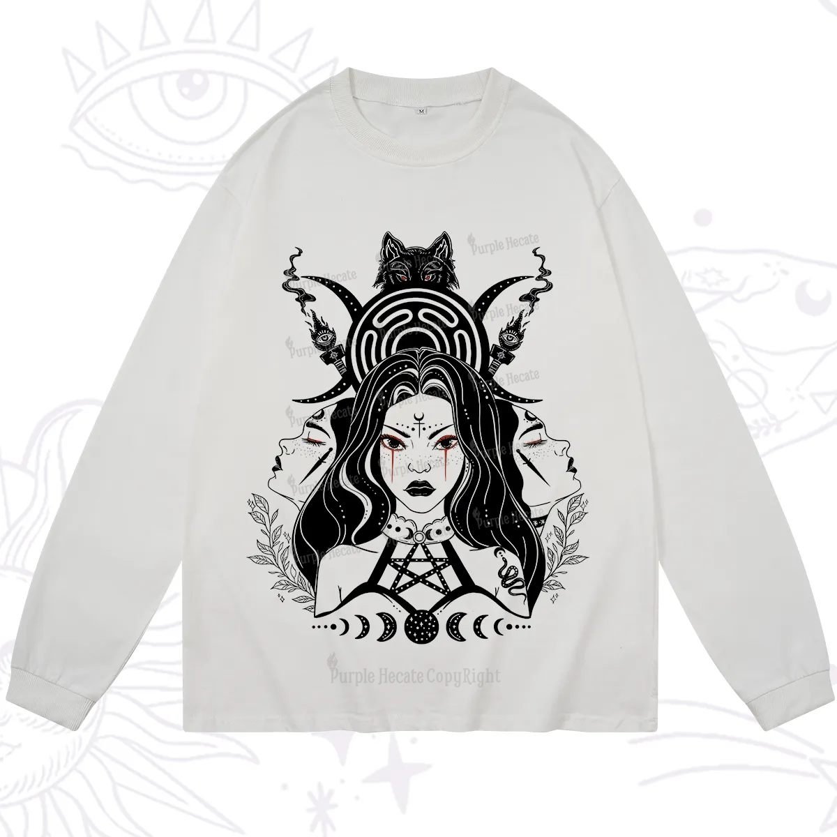 Purplehecate The Triple Moon Goddess Hecate Long Sleeve T-Shirt