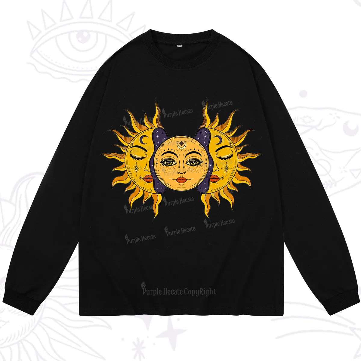 Purplehecate Celestial Twin Suns Long Sleeve T-Shirt