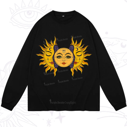 Purplehecate Celestial Twin Suns Long Sleeve T-Shirt