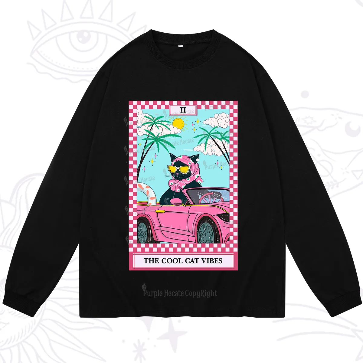 Purplehecate The Cool Cat Vibes Tarot Long Sleeve T-Shirt