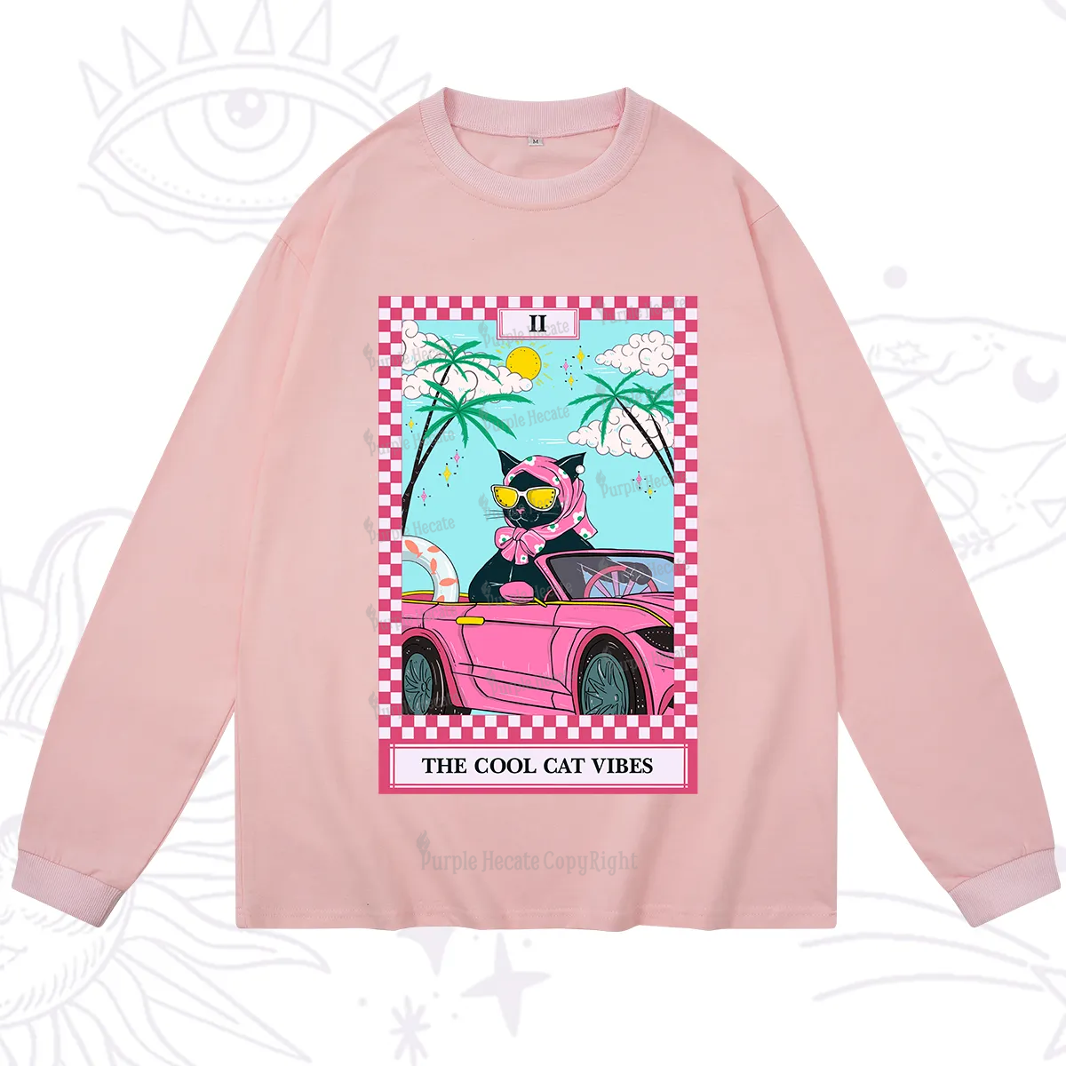 Purplehecate The Cool Cat Vibes Tarot Long Sleeve T-Shirt