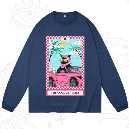 Purplehecate The Cool Cat Vibes Tarot Long Sleeve T-Shirt