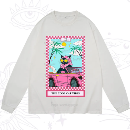 Purplehecate The Cool Cat Vibes Tarot Long Sleeve T-Shirt