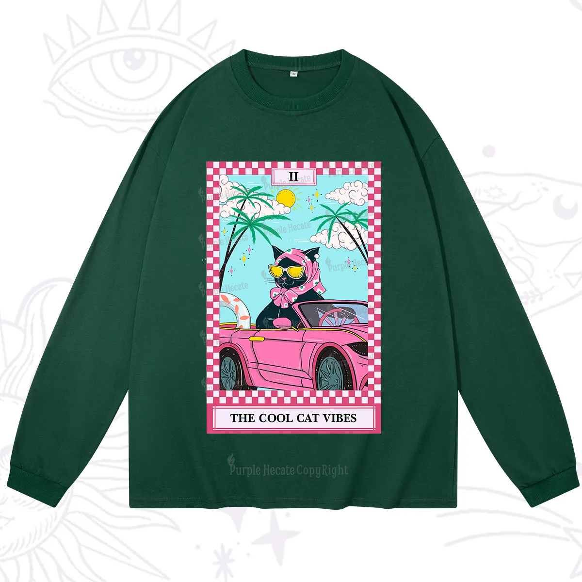 Purplehecate The Cool Cat Vibes Tarot Long Sleeve T-Shirt