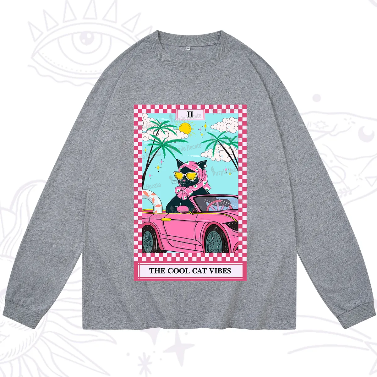 Purplehecate The Cool Cat Vibes Tarot Long Sleeve T-Shirt