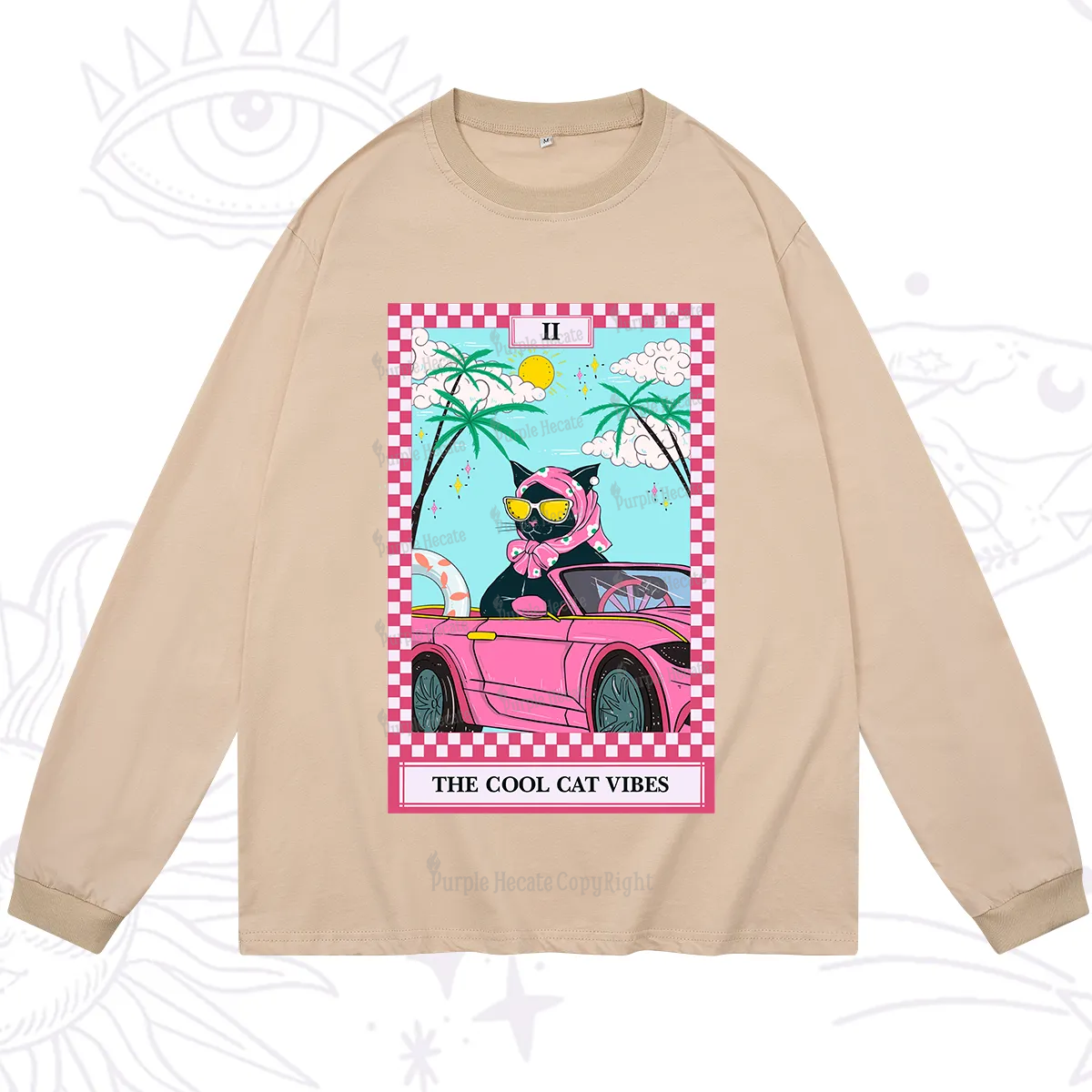 Purplehecate The Cool Cat Vibes Tarot Long Sleeve T-Shirt