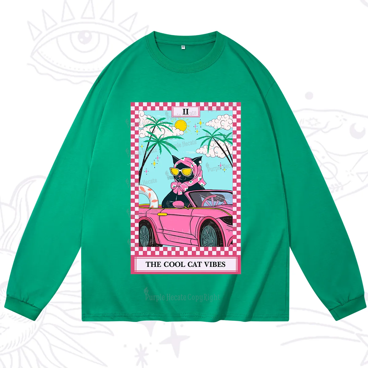 Purplehecate The Cool Cat Vibes Tarot Long Sleeve T-Shirt