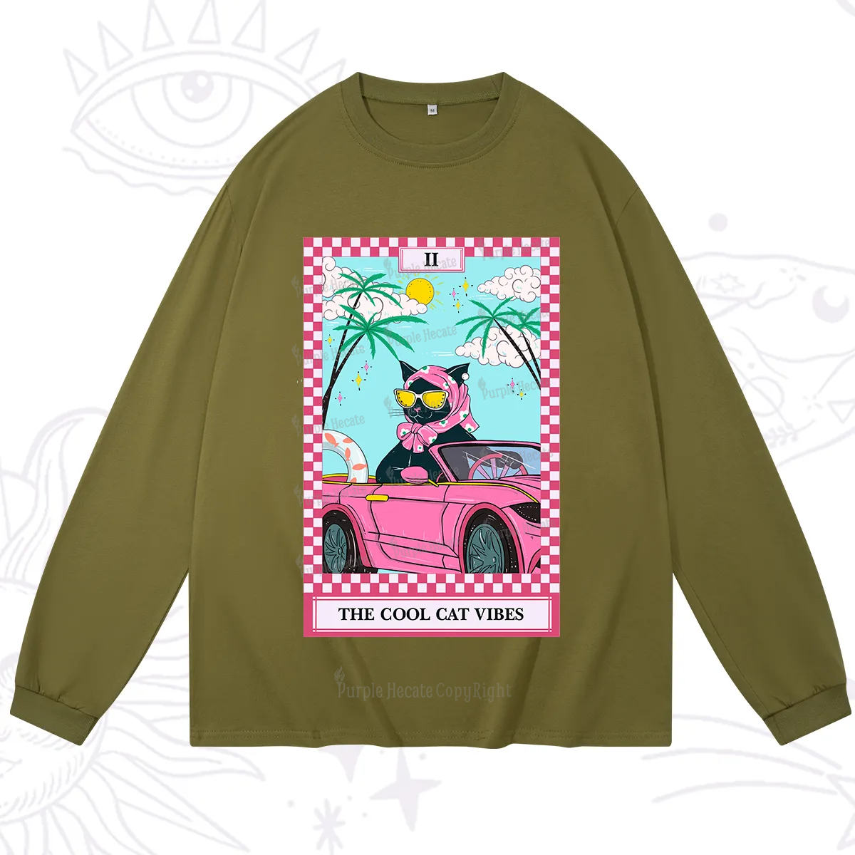 Purplehecate The Cool Cat Vibes Tarot Long Sleeve T-Shirt