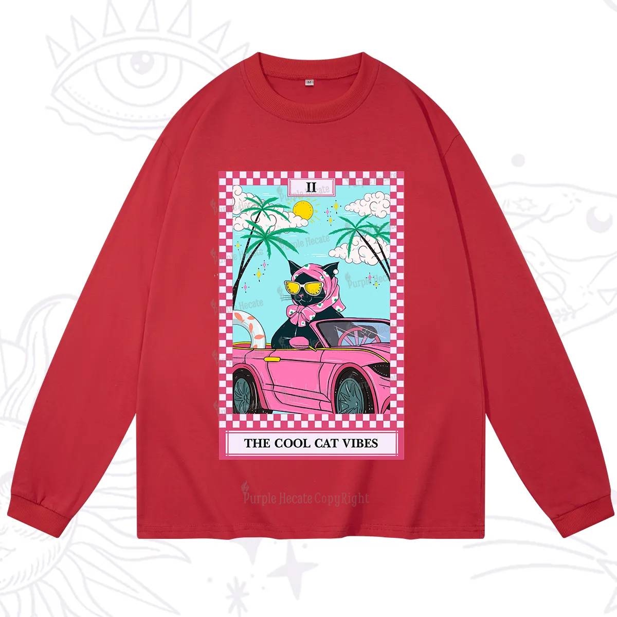 Purplehecate The Cool Cat Vibes Tarot Long Sleeve T-Shirt
