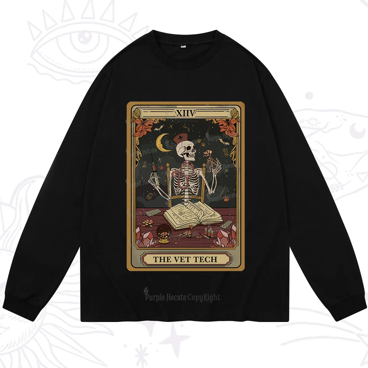Purplehecate The Vet Tech Skeleton Tarot Long Sleeve T-Shirt