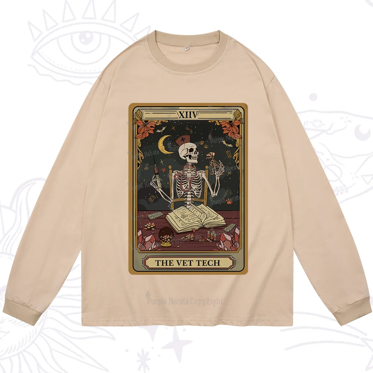 Purplehecate The Vet Tech Skeleton Tarot Long Sleeve T-Shirt