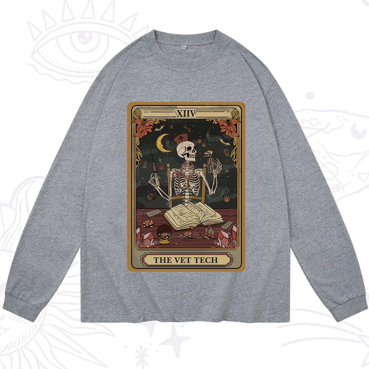 Purplehecate The Vet Tech Skeleton Tarot Long Sleeve T-Shirt