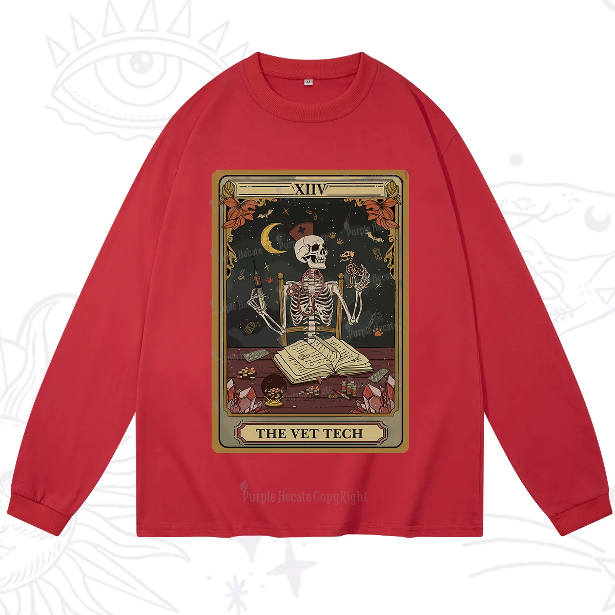 Purplehecate The Vet Tech Skeleton Tarot Long Sleeve T-Shirt