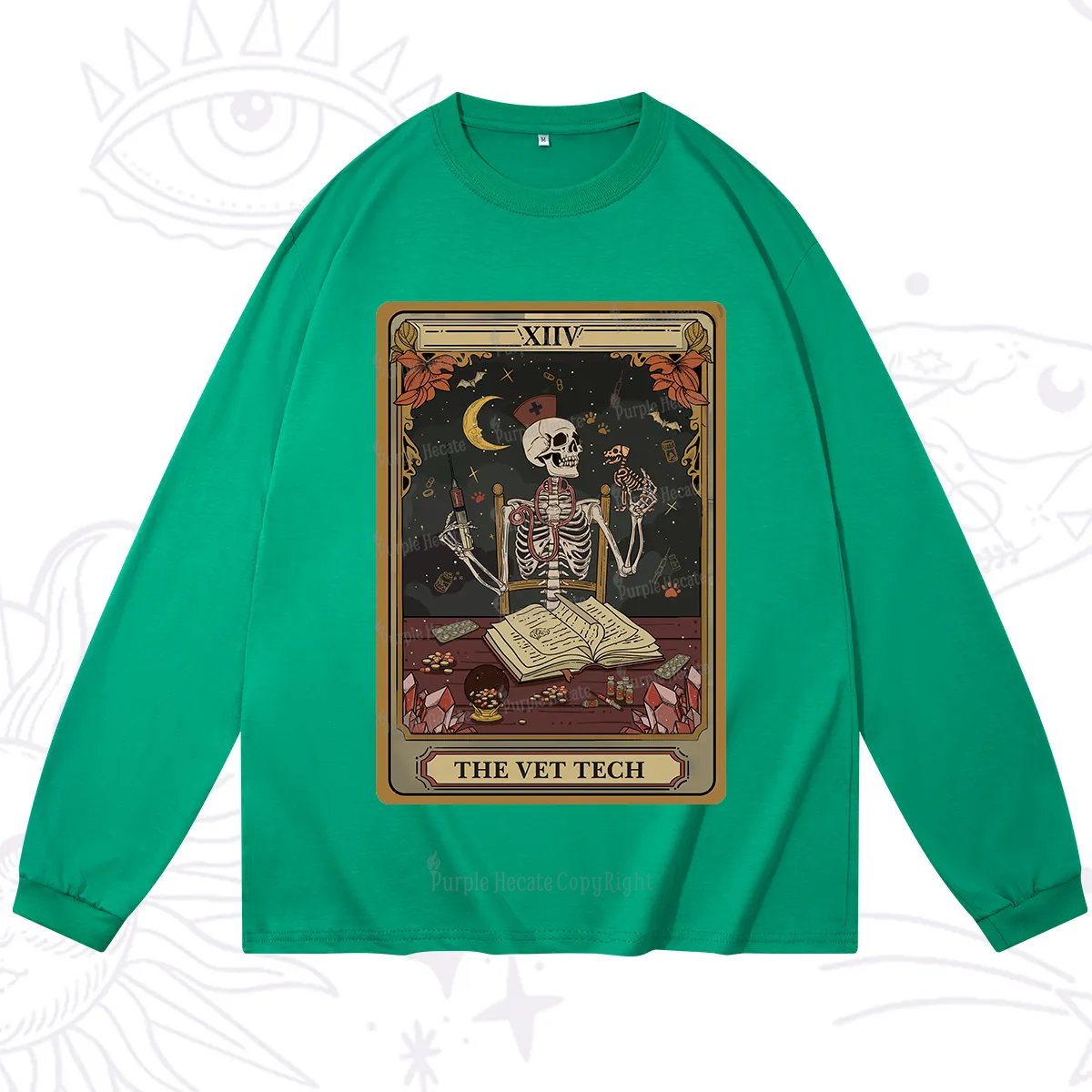 Purplehecate The Vet Tech Skeleton Tarot Long Sleeve T-Shirt
