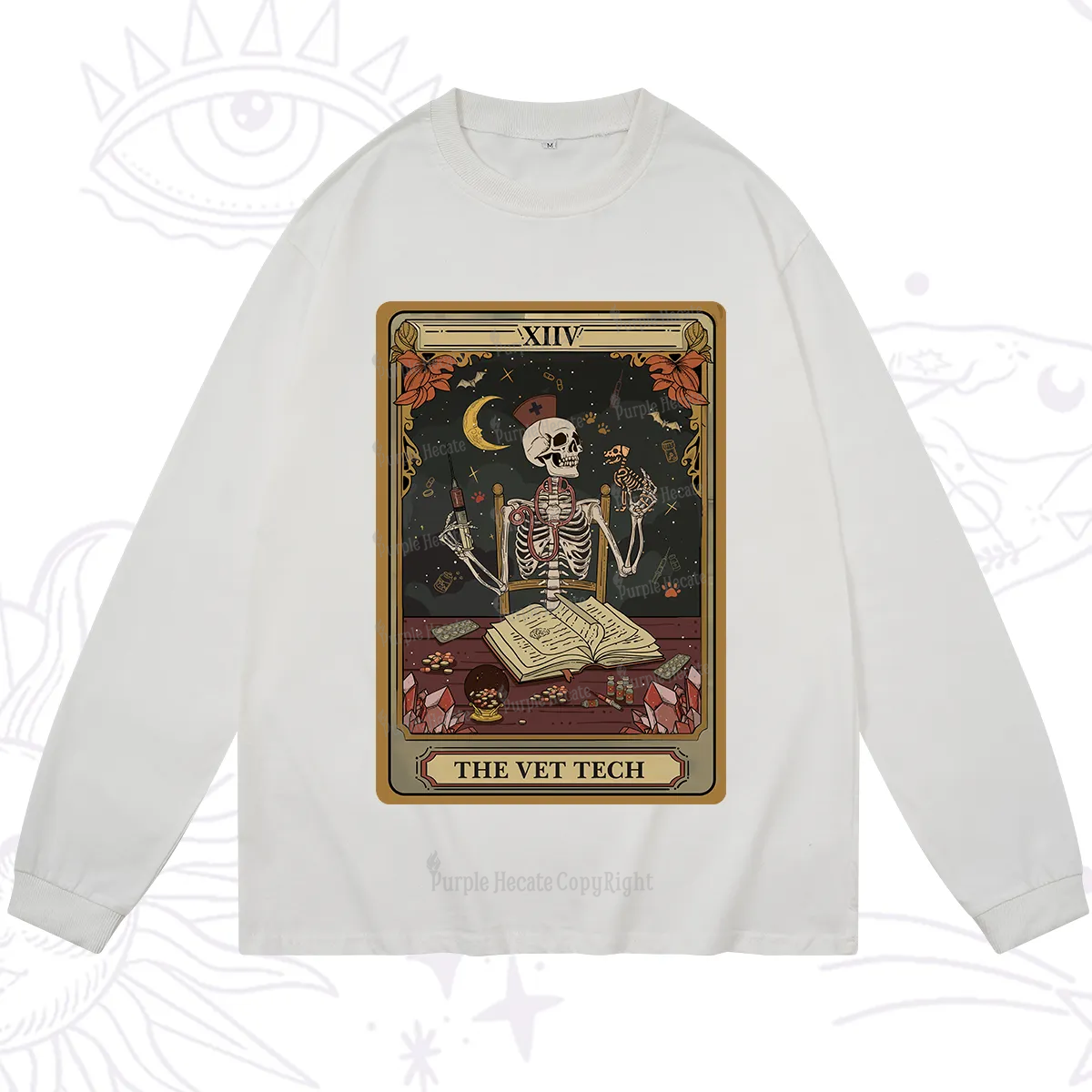 Purplehecate The Vet Tech Skeleton Tarot Long Sleeve T-Shirt