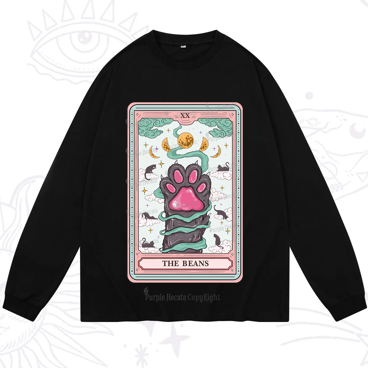 Purplehecate The Beans Cat Tarot Long Sleeve T-Shirt