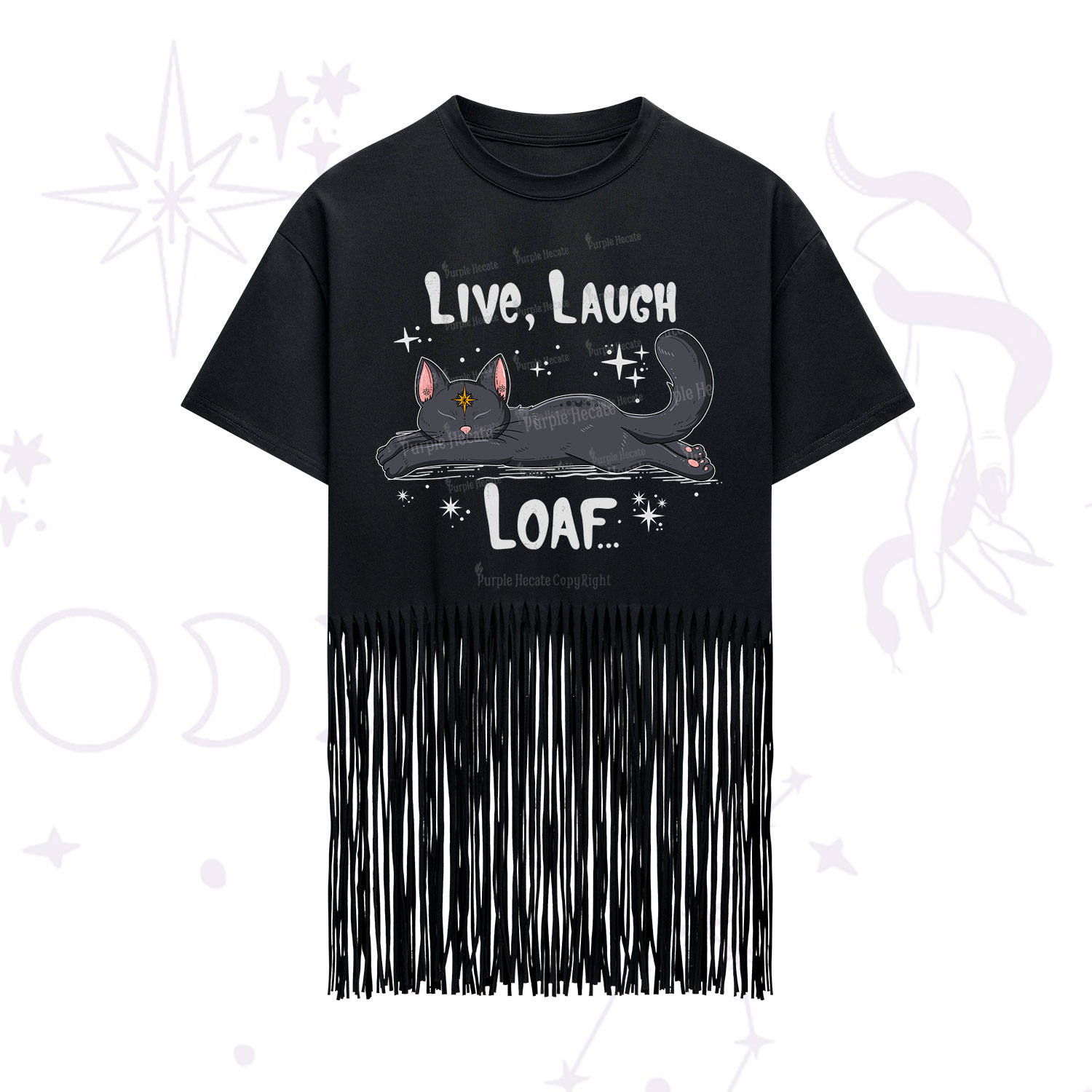 Purplehecate Live Laugh Loaf Fringe Hem T-Shirt