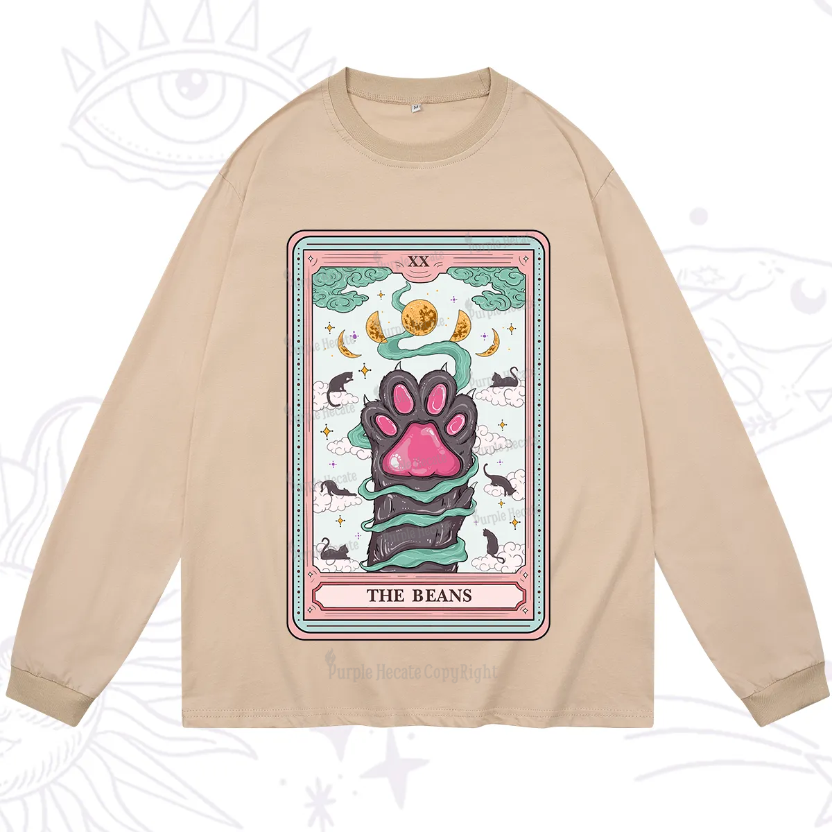 Purplehecate The Beans Cat Tarot Long Sleeve T-Shirt