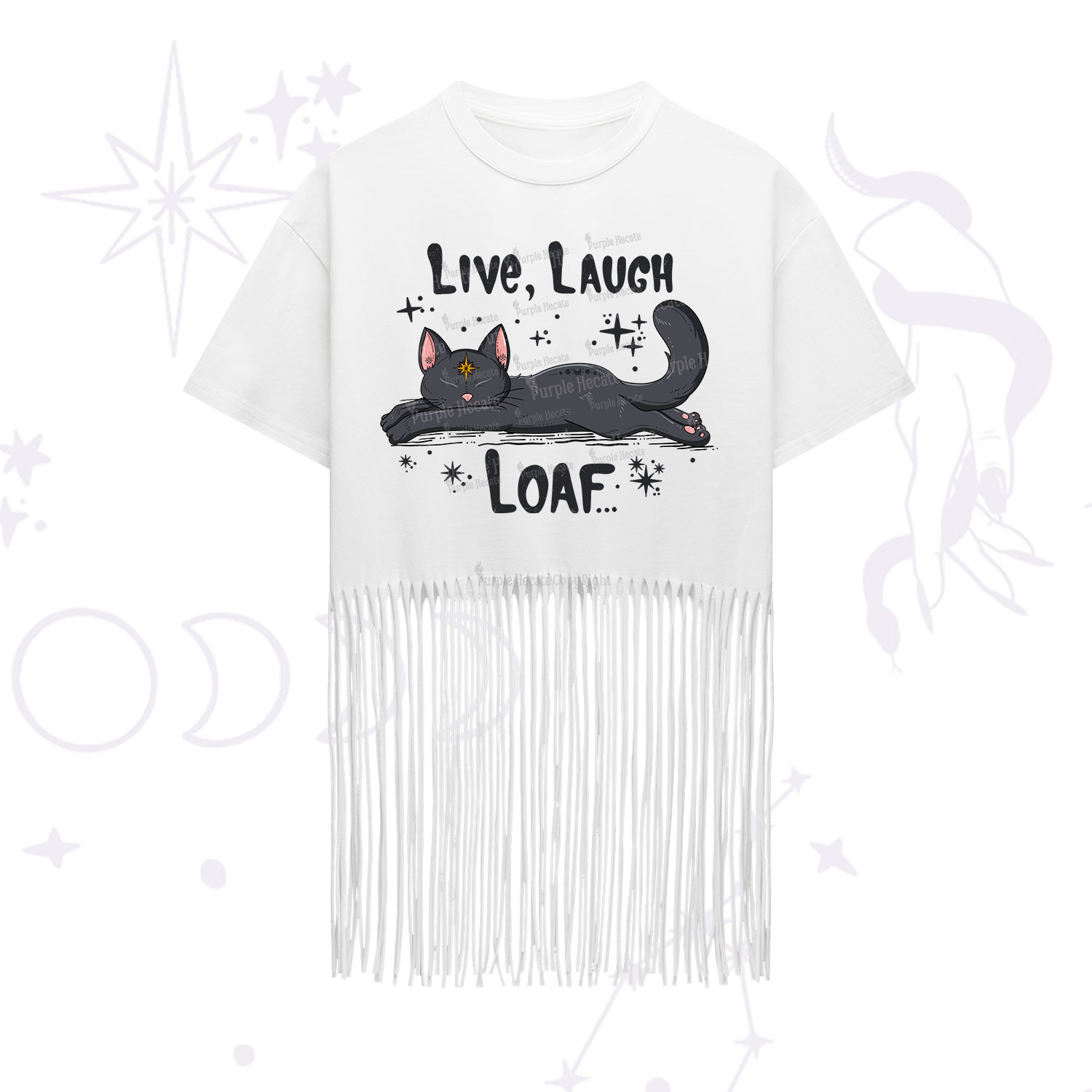 Purplehecate Live Laugh Loaf Fringe Hem T-Shirt