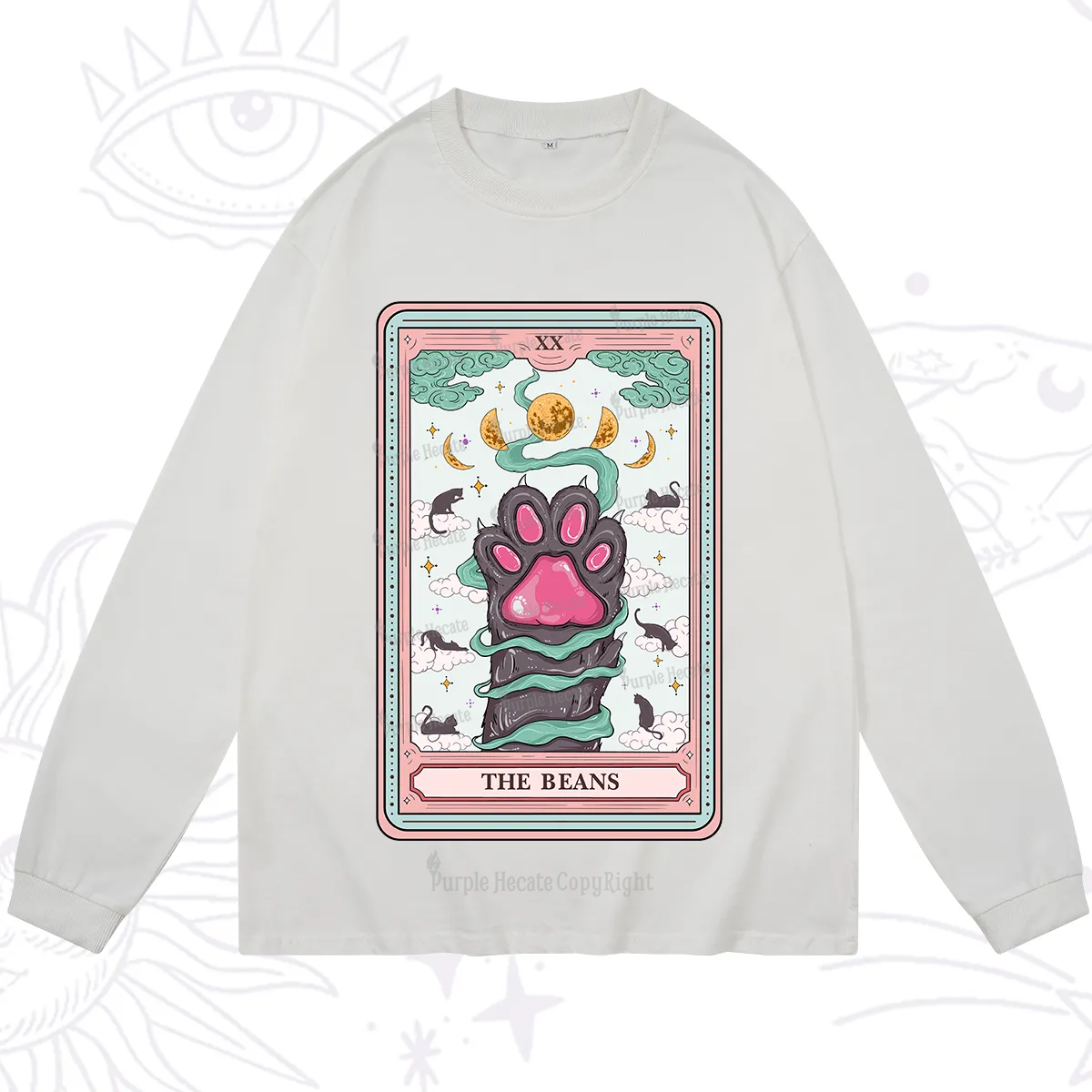 Purplehecate The Beans Cat Tarot Long Sleeve T-Shirt