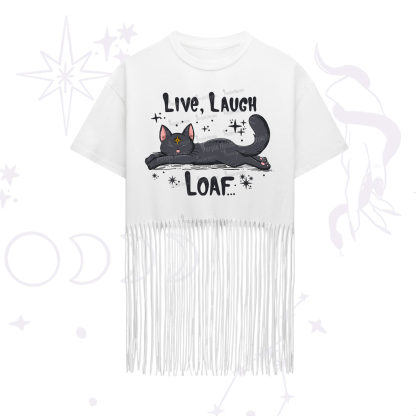Purplehecate Live Laugh Loaf Fringe Hem T-Shirt
