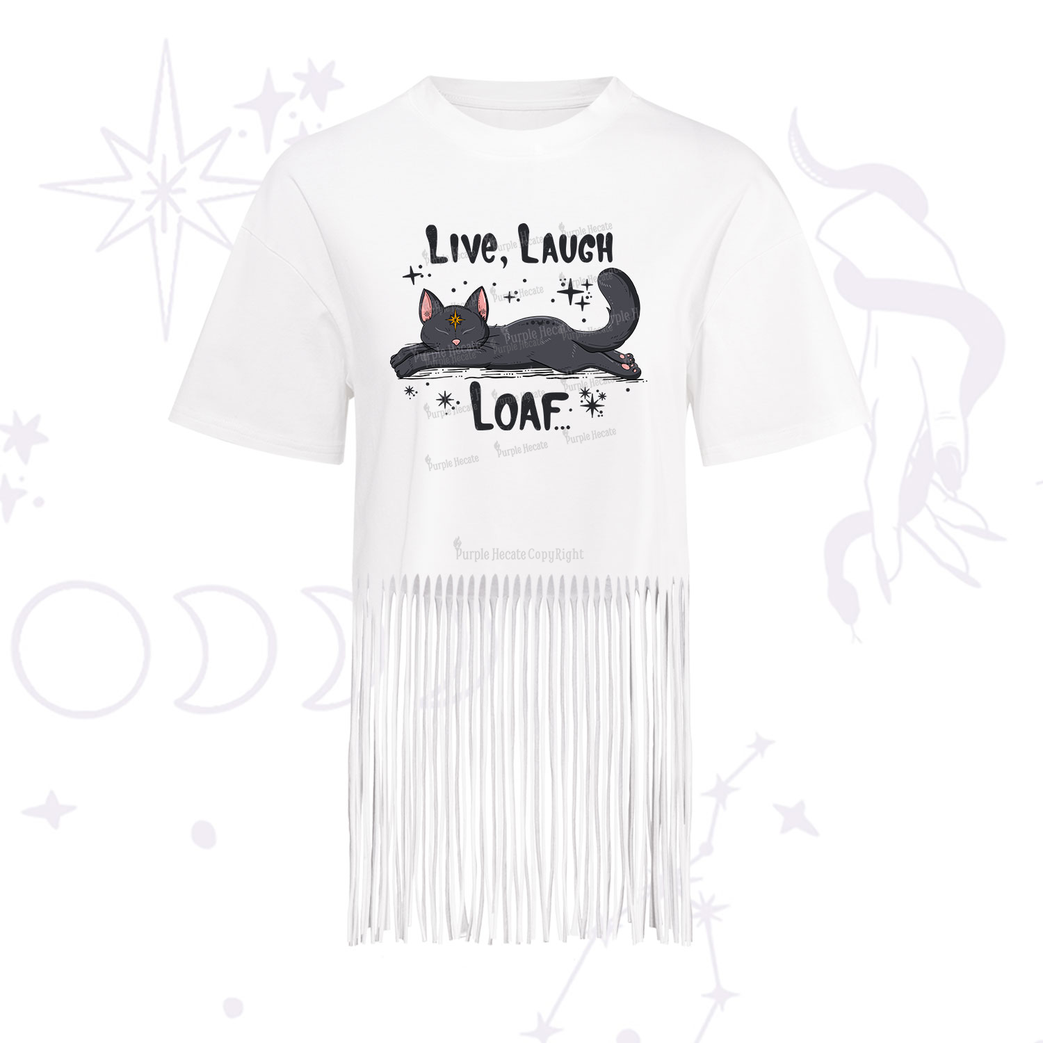 Purplehecate Live Laugh Loaf Fringe Hem T-Shirt