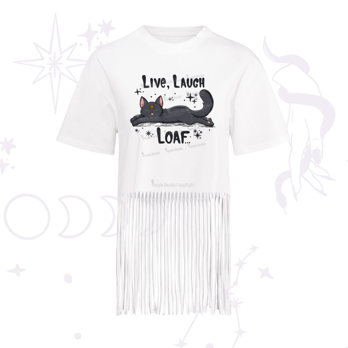 Purplehecate Live Laugh Loaf Fringe Hem T-Shirt