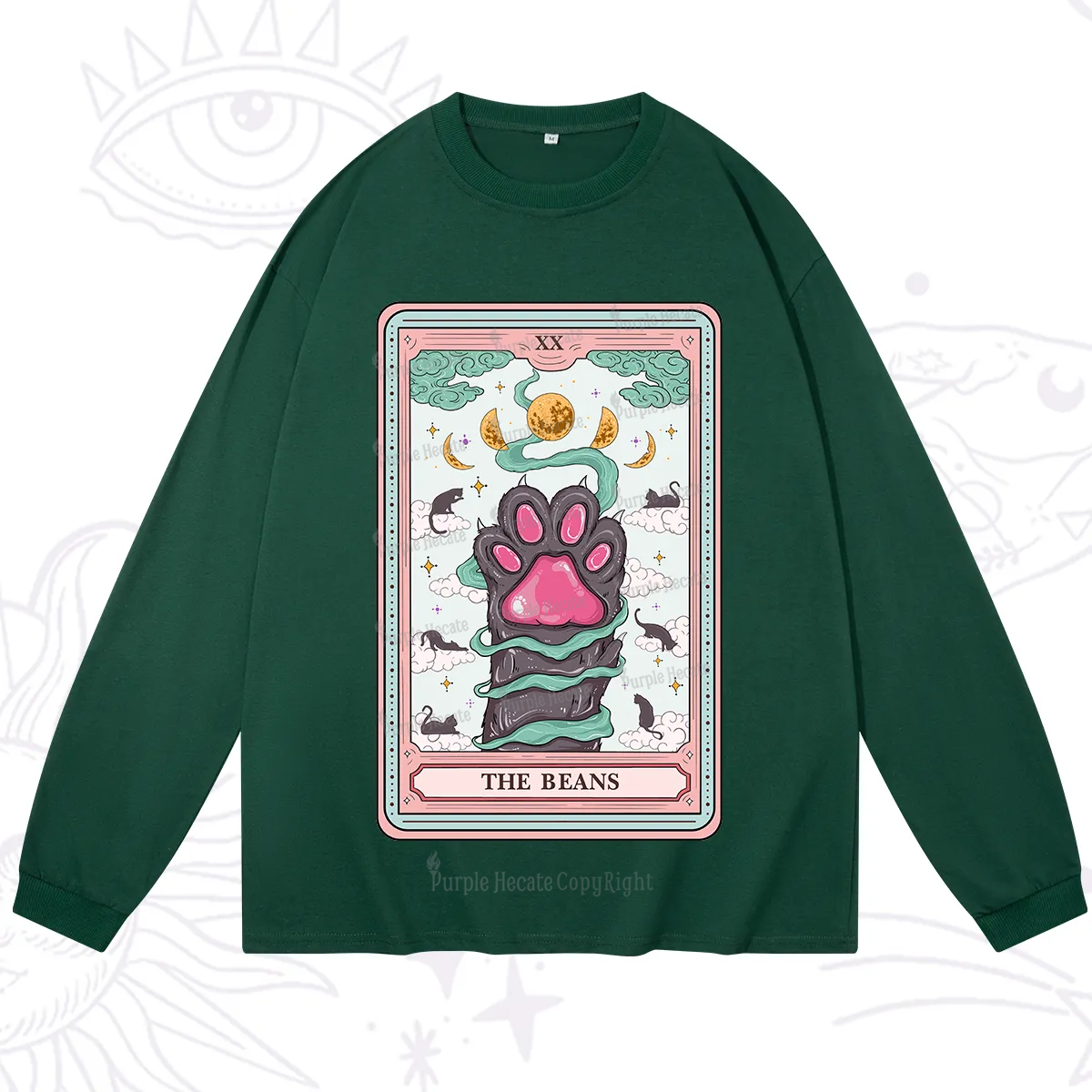Purplehecate The Beans Cat Tarot Long Sleeve T-Shirt