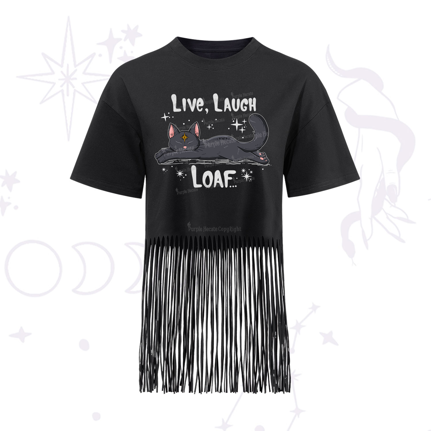 Purplehecate Live Laugh Loaf Fringe Hem T-Shirt