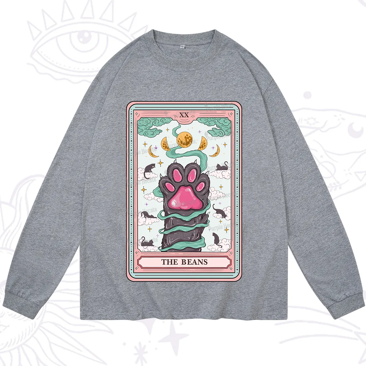 Purplehecate The Beans Cat Tarot Long Sleeve T-Shirt