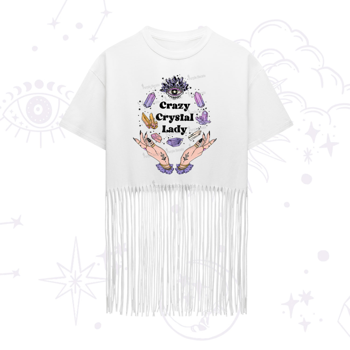 Purplehecate Crazy Crystal Lady Fringe Hem T-Shirt