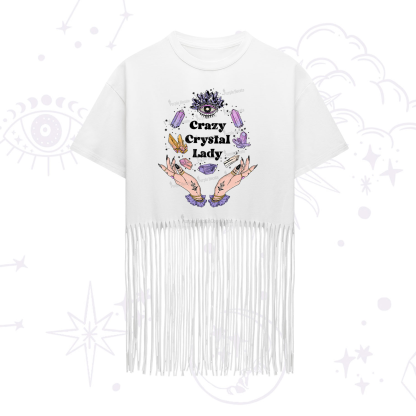 Purplehecate Crazy Crystal Lady Fringe Hem T-Shirt
