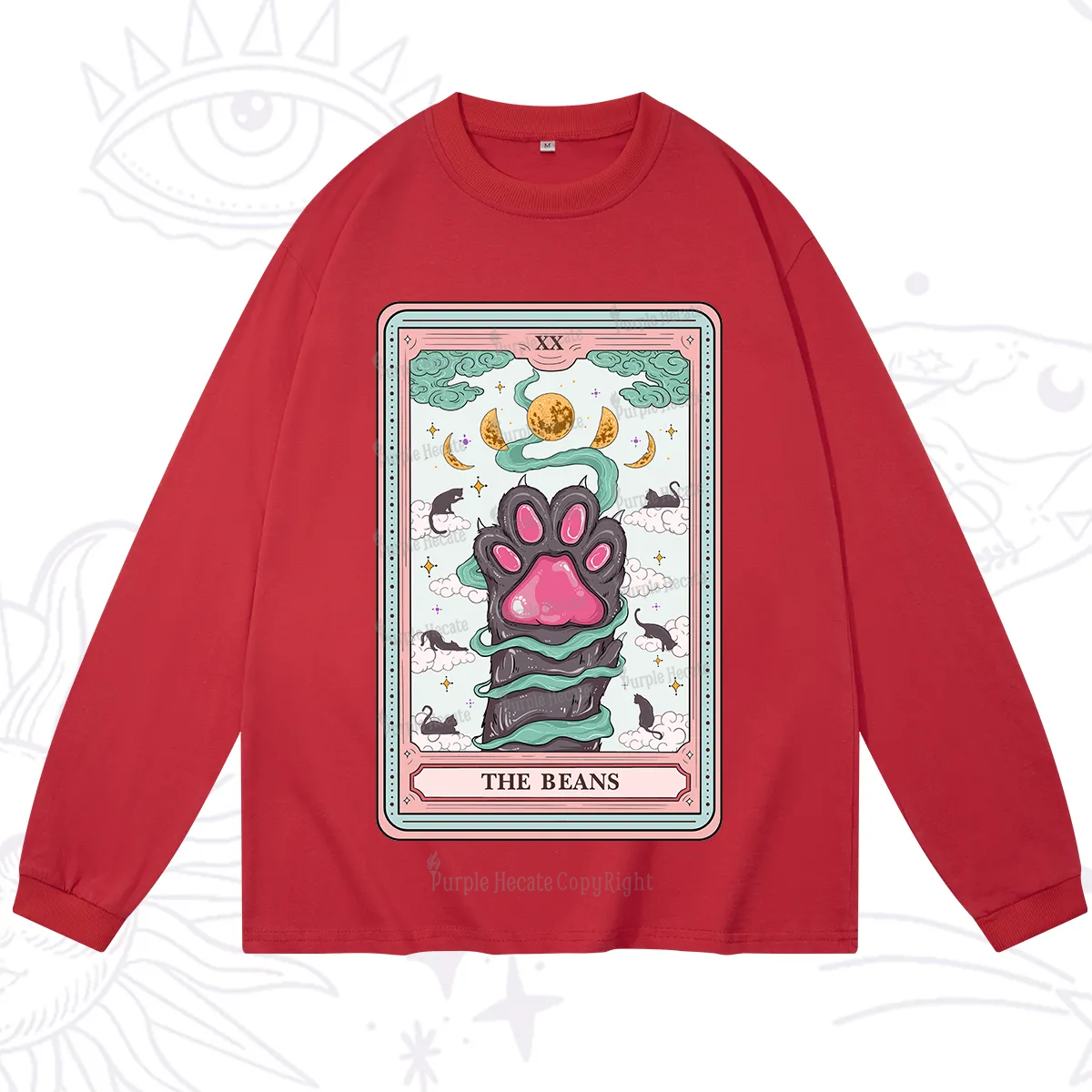 Purplehecate The Beans Cat Tarot Long Sleeve T-Shirt