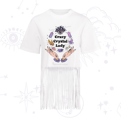 Purplehecate Crazy Crystal Lady Fringe Hem T-Shirt