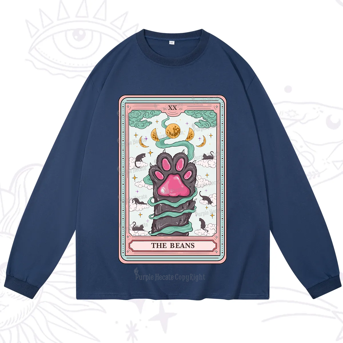 Purplehecate The Beans Cat Tarot Long Sleeve T-Shirt
