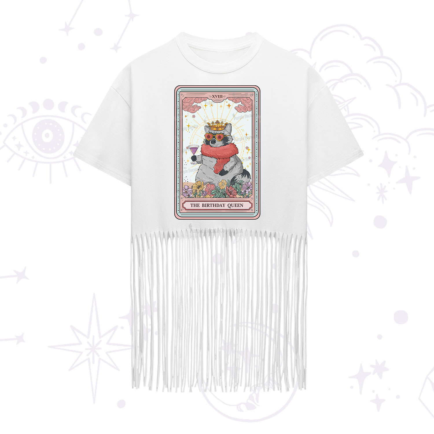 Purplehecate The Birthday Queen Tarot Fringe Hem T-Shirt