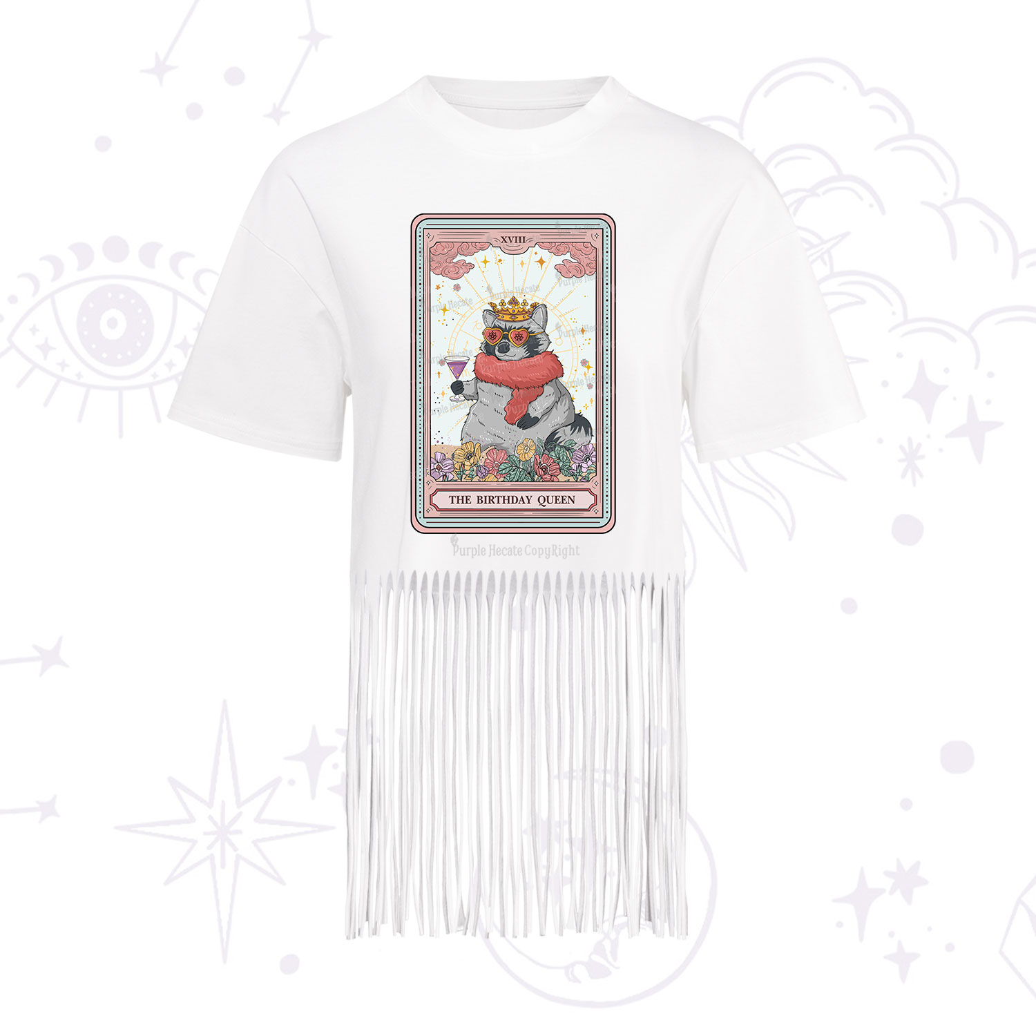 Purplehecate The Birthday Queen Tarot Fringe Hem T-Shirt