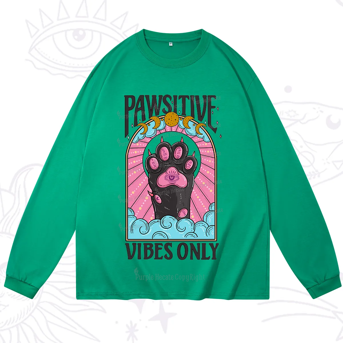 Purplehecate Pawsitive Vibes Only Long Sleeve T-Shirt