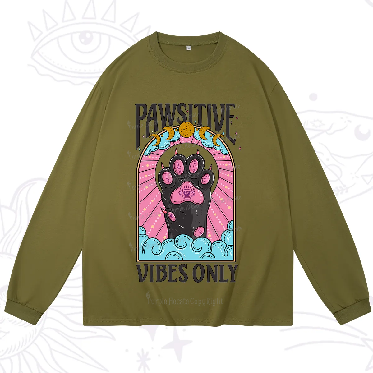 Purplehecate Pawsitive Vibes Only Long Sleeve T-Shirt