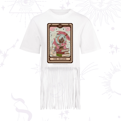 Purplehecate The Reader Tarot Witch Vibes Fringe Hem T-Shirt